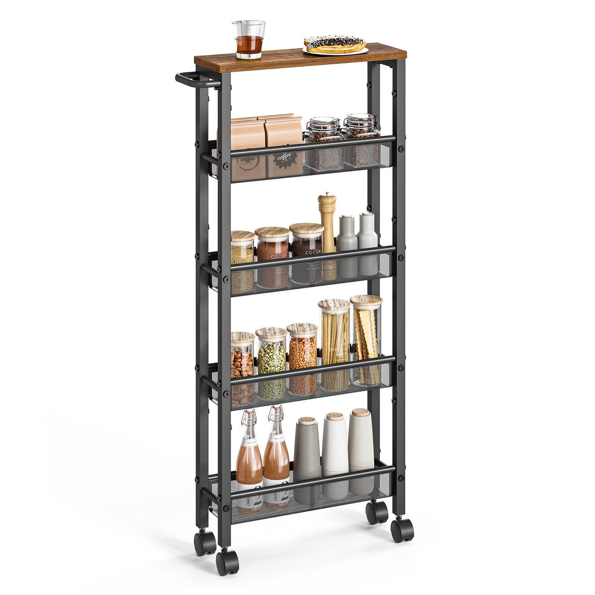 BEISTELLWAGEN Derek - Braun, Holzwerkstoff (13/100/46cm) - VASAGLE