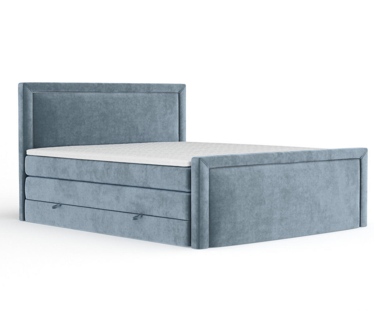 BOXSPRINGBETT Lavenda Blau Grau 160/200 cm - Blaugrau/Schwarz, Holz/Holzwerkstoff (160/200cm) - Maison de Reve