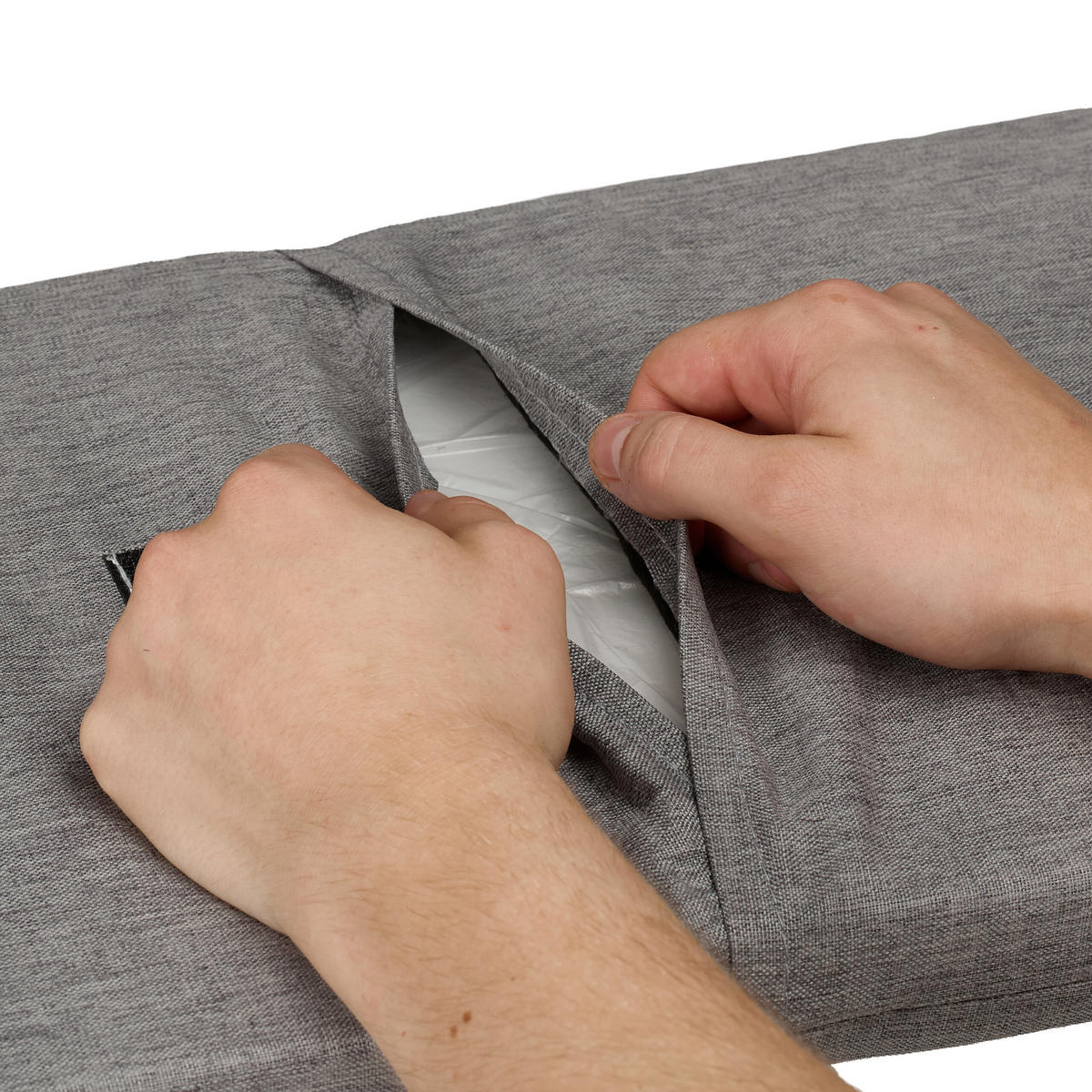 SCHUHBANK - Weiß, Holzwerkstoff/Textil (105/50/30.5cm) - Relaxdays