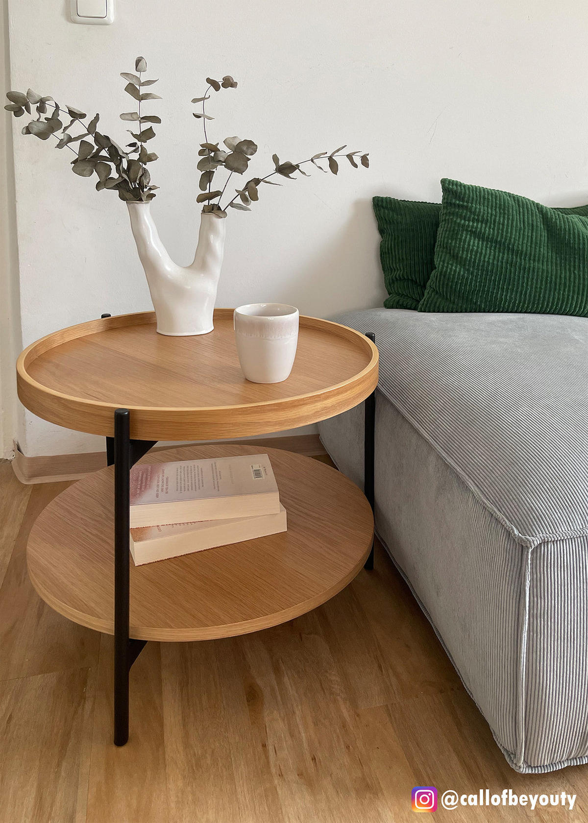 BEISTELLTISCH - Echtholzfurnier - Eichefarben, Holzwerkstoff/Metall (52/52/45cm) - home24