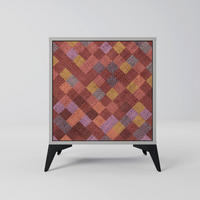 SIDEBOARD PAINTED SQUARES, Grau, 57,5x42x70,5 cm, Schwarze Metall-Sternfüße - Multicolor/Schwarz, Holzwerkstoff/Metall (57.5/70.5/42cm) - SpaceRebels