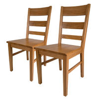 ESSZIMMERSTUHL (2er-Set) - Wildeiche massiv - Braun, Holz (42/89/49cm) - home24