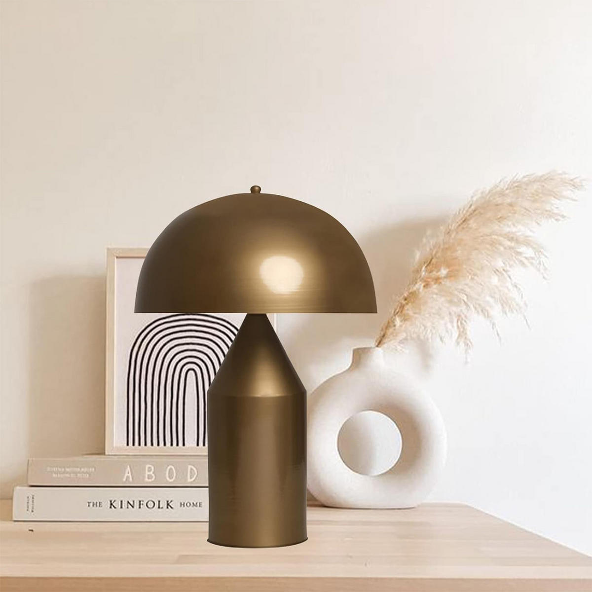 TISCHLEUCHTE Pilzlampen 50/30 - Messingfarben, Metall (30/50cm) - Bamyum