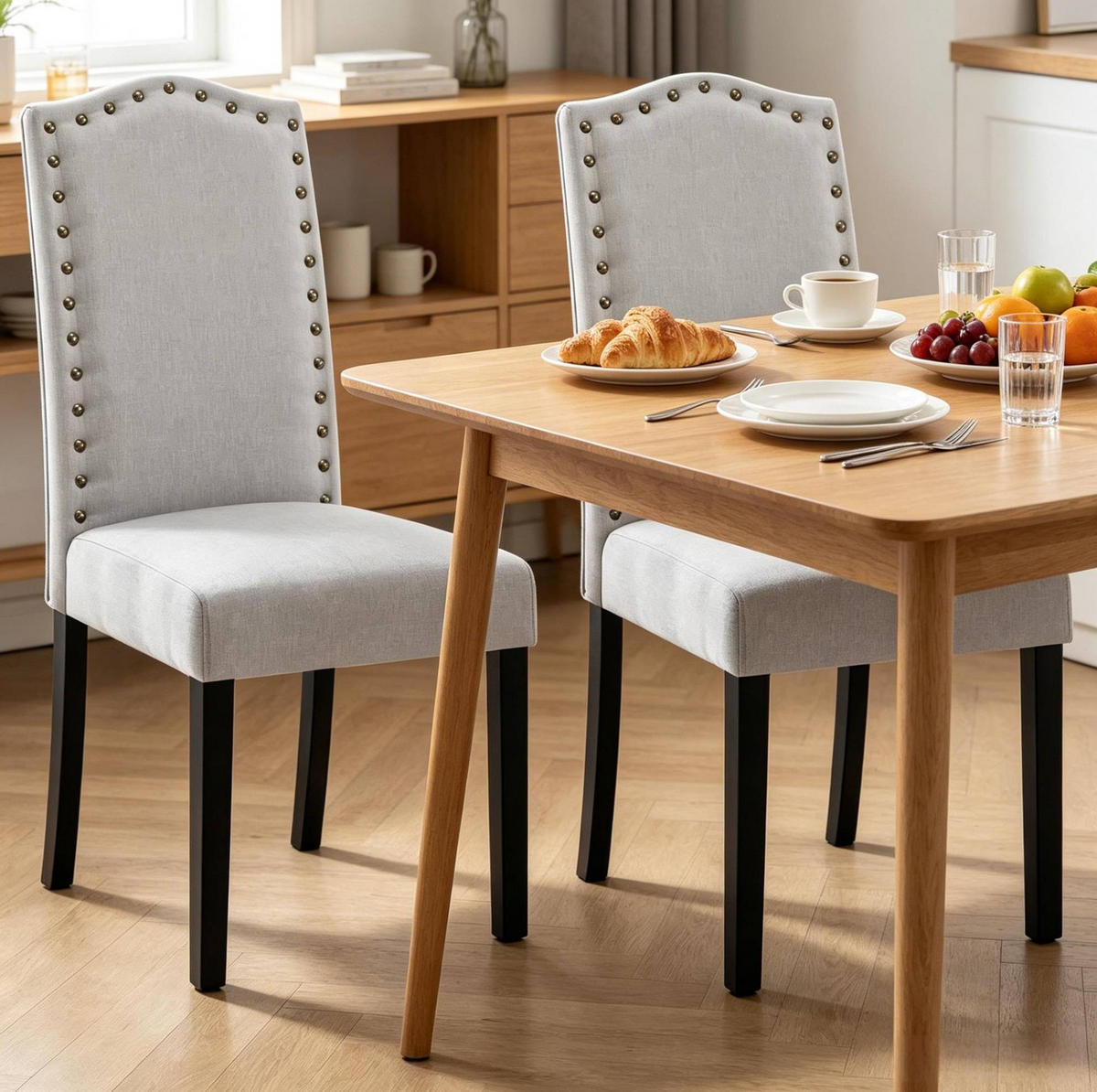 ESSSTUHL 2er-Set mit hoher Rückenlehne 43 x 102 x 48,5 cm Light Grey - Hellgrau, Holz (43/102/48.5cm) - Meubliv