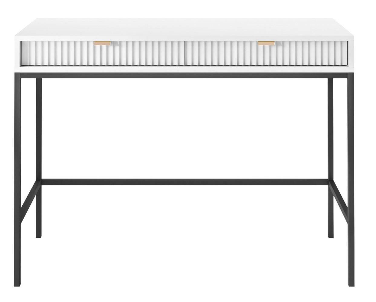 Thumbnail - Feldmann-Wohnen Schreibtisch, Weiß, Metall, 1 Fächer, 2 Schubladen, Rechteckig,Rechteckig, 104x78x50 cm, Arbeitszimmer, ...