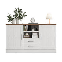 SIDEBOARD in Weiß und Braun Anrichte mit Türen und Schubladen für Wohnzimmer und Schlafzimmer, B140/T40/H79.5 cm - Weiß/Braun, Holzwerkstoff/Metall (140/79.5/40cm) - STILVORA