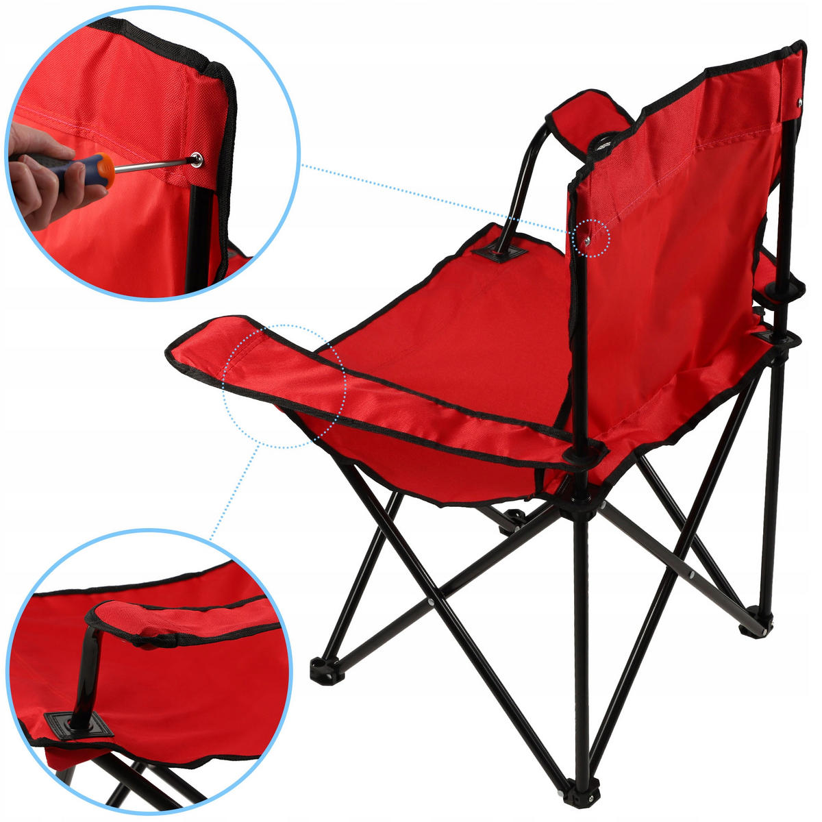 Klappstuhl 82 x 46 cm Rot - Rot, Metall (46/82cm) - KADAX