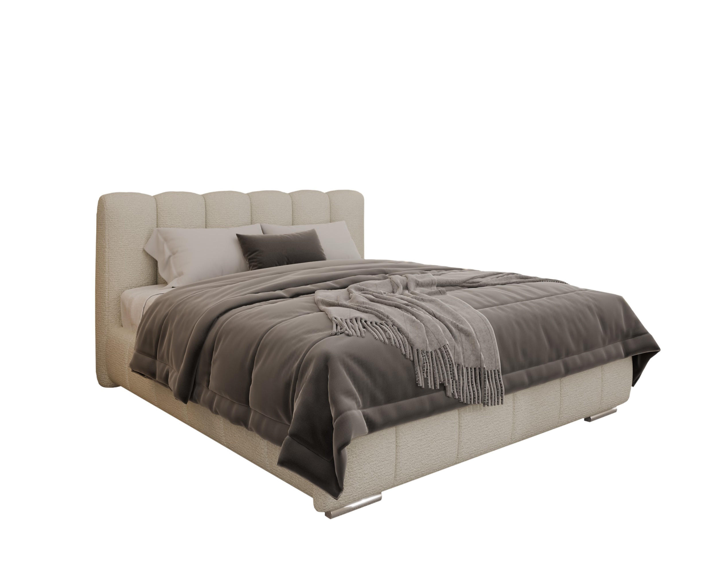 POLSTERBETT Zaira 160x200cm – Elegantes Polsterbett für modernen Wohnstil , ohne matratze, creme - Creme, Holz (140/200cm) - Homesy