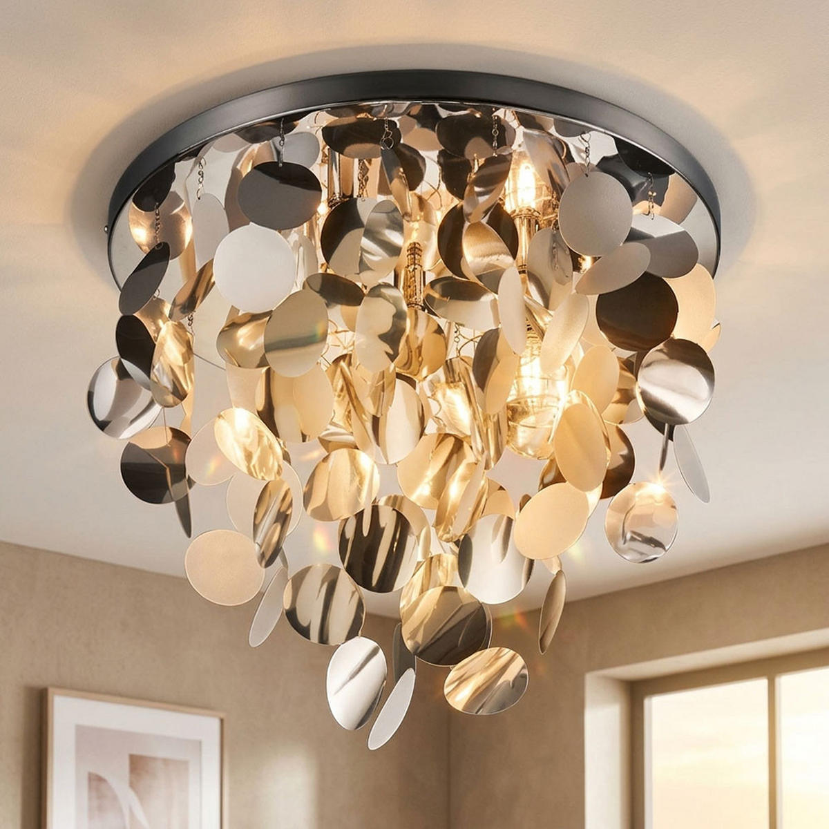 DECKENLEUCHTE LUCCA Chrom Silber - Silberfarben, Metall (55/55/40cm)