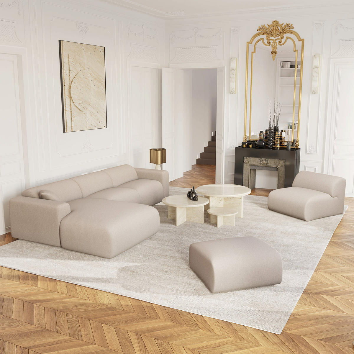 SESSEL Rastergewebe Beige 75cm - Beige, Textil (75/67/97cm) - Sia Home