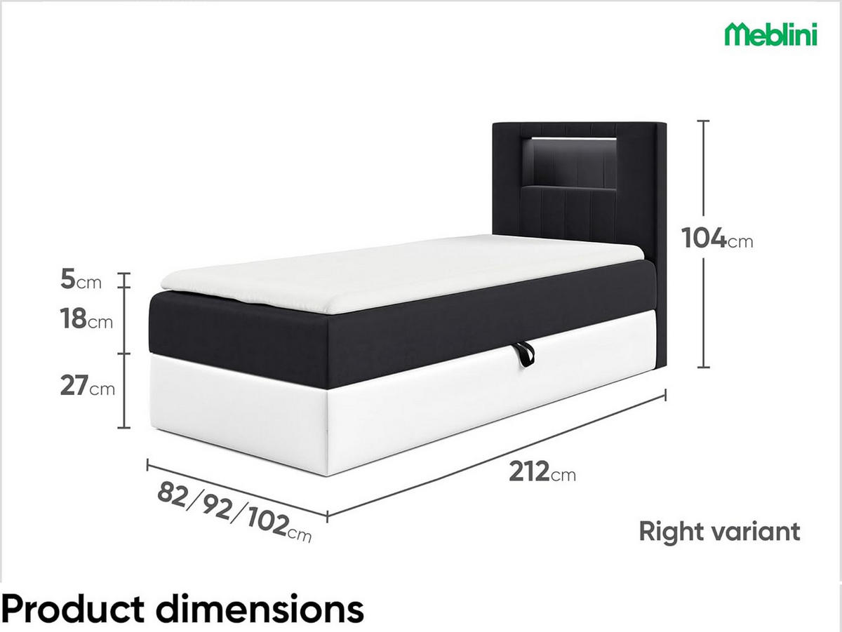 KINDERBETT GARETH 1 - Schwarz/Weiß, Holzwerkstoff (92/212cm) - Meblini