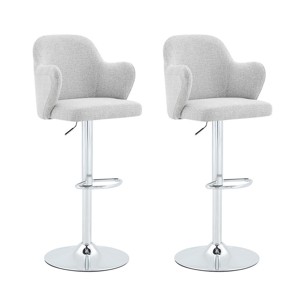 SET TABURET BAR (2 BUC) cu cotiere, rotire 360°, Gri deschis