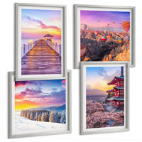 BILDER SET 4er Set - 50x50 cm & 40x60 cm Silberner Rahmen - Romantische Himmelslandschaften - Silberfarben, Kunststoff (50/50cm) - TULUP