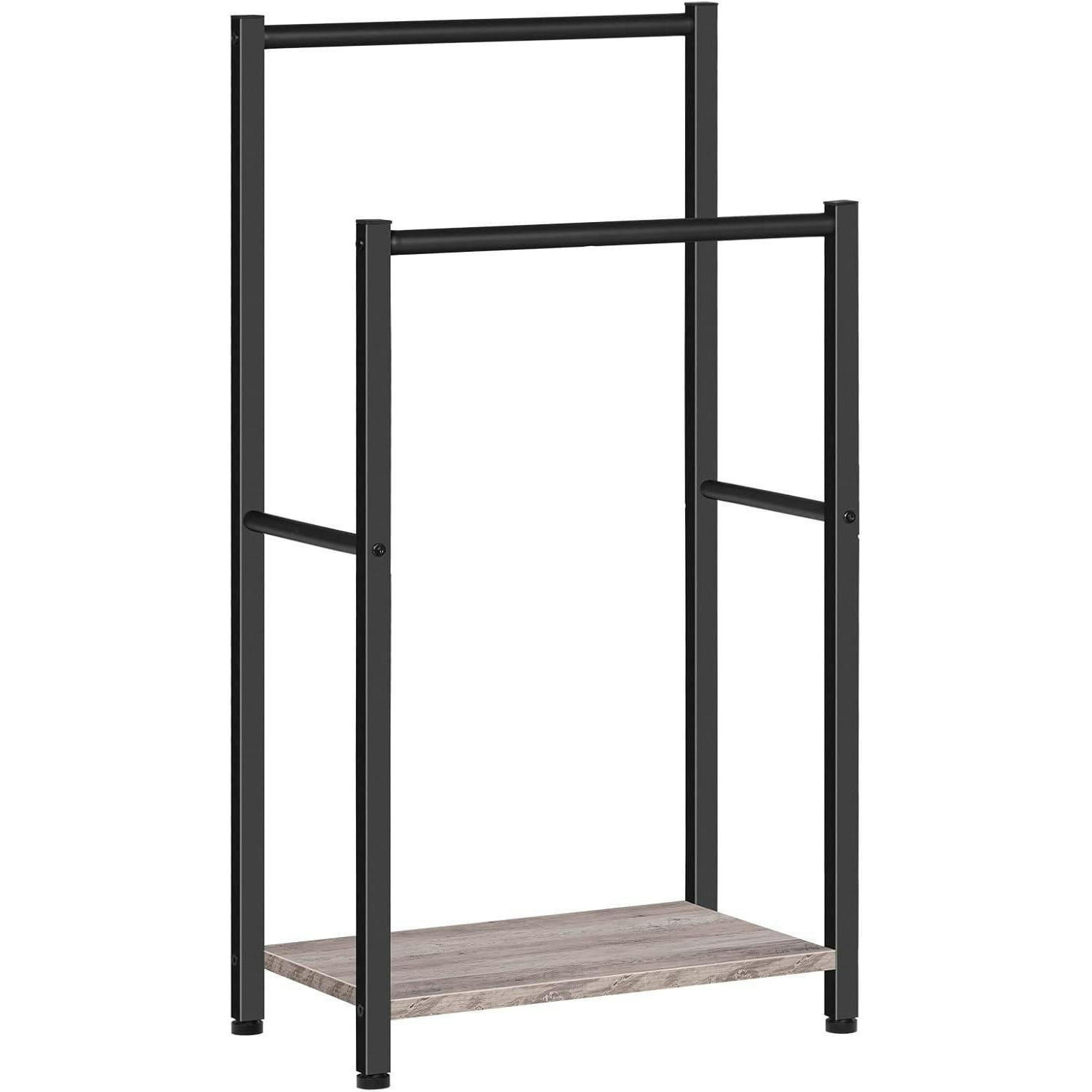 HANDTUCHSTÄNDER mit 2 Stangen 42 x 24 x 80 cm Greige/Schwarz - Multicolor, Metall (23.9/80/41.9cm)