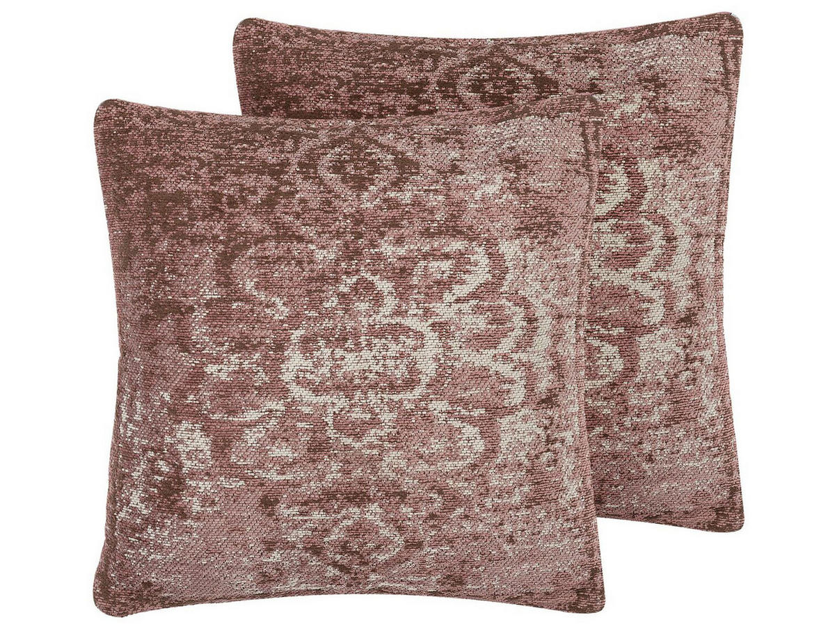 DEKOKISSEN 2er-Set Rosa 45/45 cm Vakayar - Pink, Naturmaterialien/Textil (45/45cm) - Beliani