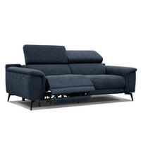 RELAXSOFA FIERO 3-Sitzer mit 1 Relaxfunktion, dunkelblau - Schwarz/Dunkelblau, Holzwerkstoff/Textil (212/82/103cm) - Courtois Laville