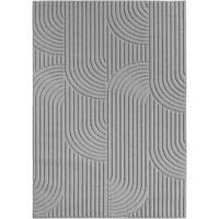 TEPPICH Flachgewebe LANGAU in Silber, mit geometrischen Bögen, 80 x 150 cm - Silberfarben, Textil (150/80cm) - KADIMA DESIGN
