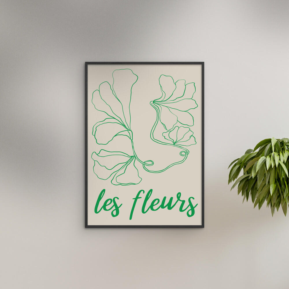 POSTER mit Rahmen Affordable Art Prints - Abstract Fleurs - Schwarz/Grün, Holz/Papier (50/70cm) - Poster&Frame