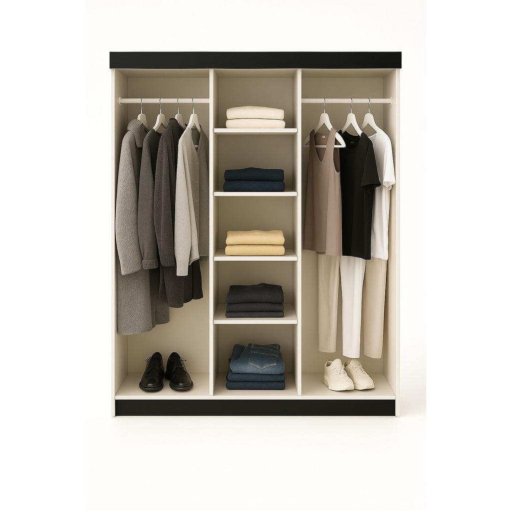 Thumbnail - Kier Furniture Schiebetürenschrank, Schwarz, Graphit, Holzwerkstoff, 200x205x59 cm, Schlafzimmer, Kleiderschränke, Schwe...