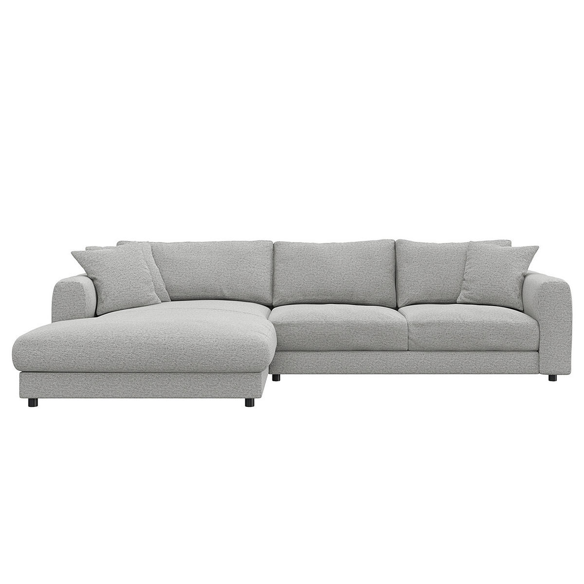 ECKSOFA mit Longchair - Hellgrau/Schwarz, Holz/Kunststoff (286/183cm) - home24