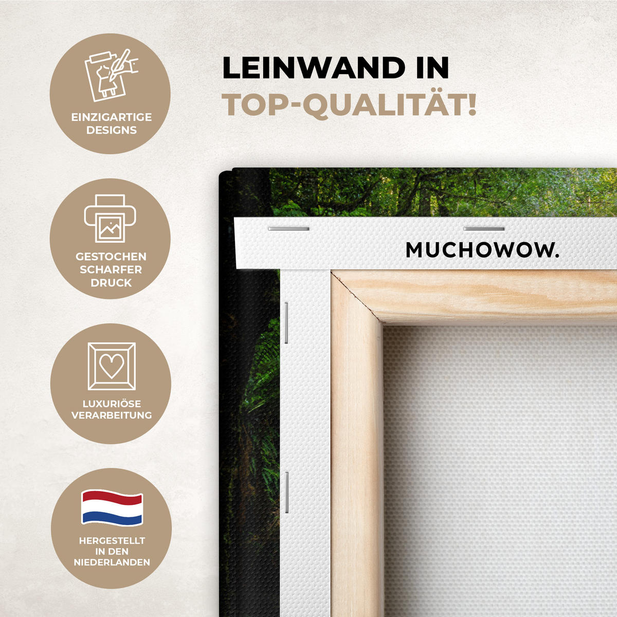 LEINWANDBILD Dschungel - Wasserfall - Australien - Pflanzen - Natur Deko Schlafzimmer 30x20 cm - Dunkelgrün, Textil (30/20cm) - MuchoWow