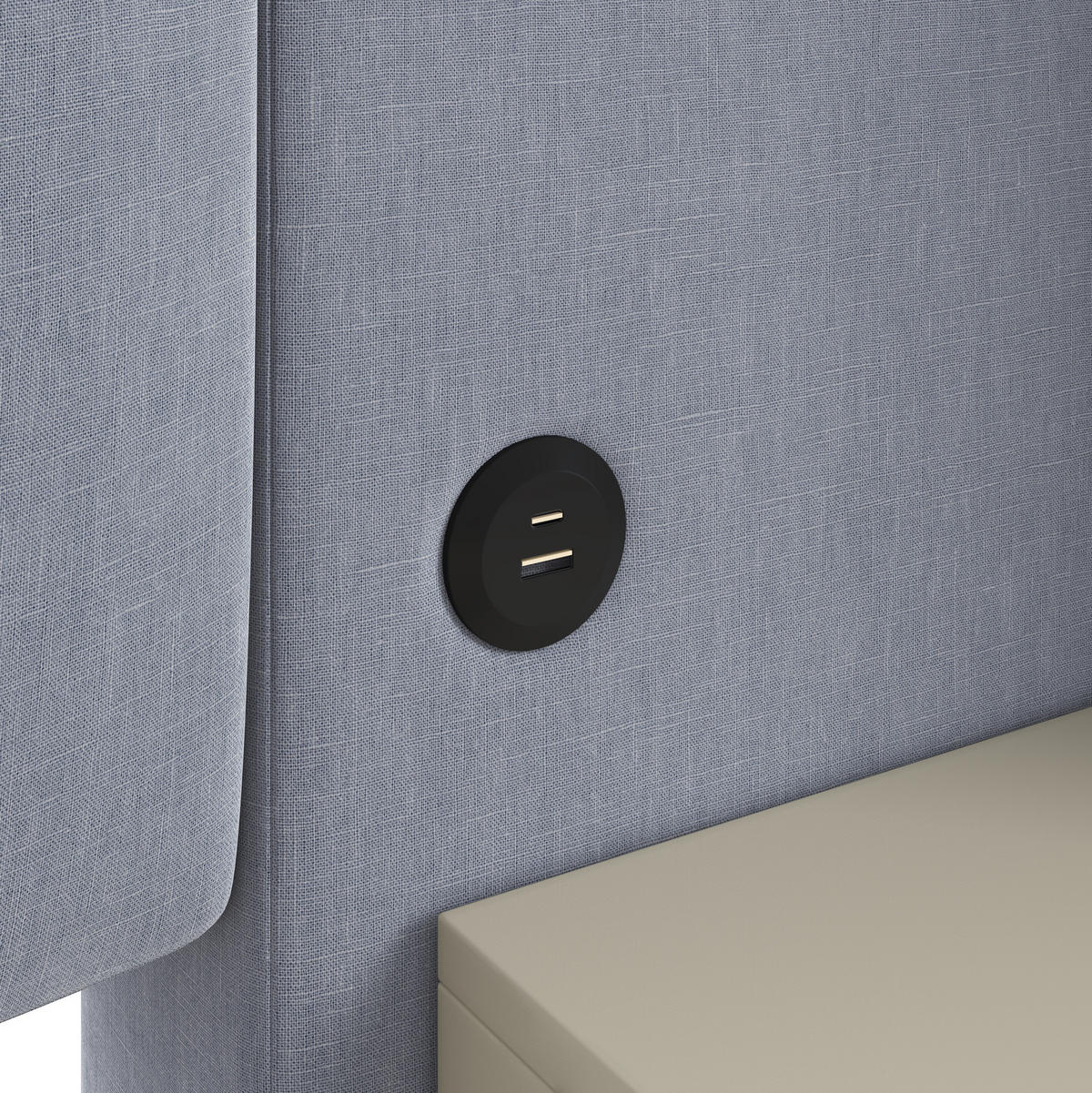 POLSTERBETT aus Leinen und MDF 180x200 cm Grau mit LED-Beleuchtung und hydraulischem Stauraum - Grau, Textil (180/200cm) - Modfu