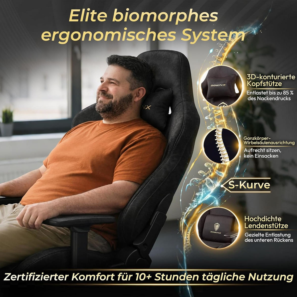 GAMING-STUHL Mikrofaser-Velours Verstellbarer Bürostuhl mit Fußstütze - Schwarz, Leder (70/128/70cm)