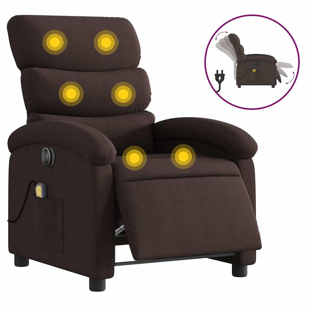 MASSAGESESSEL Elektrisch Dunkelbraun Stoff - Dunkelbraun/Braun, Textil (147/80/70cm) - vidaXL