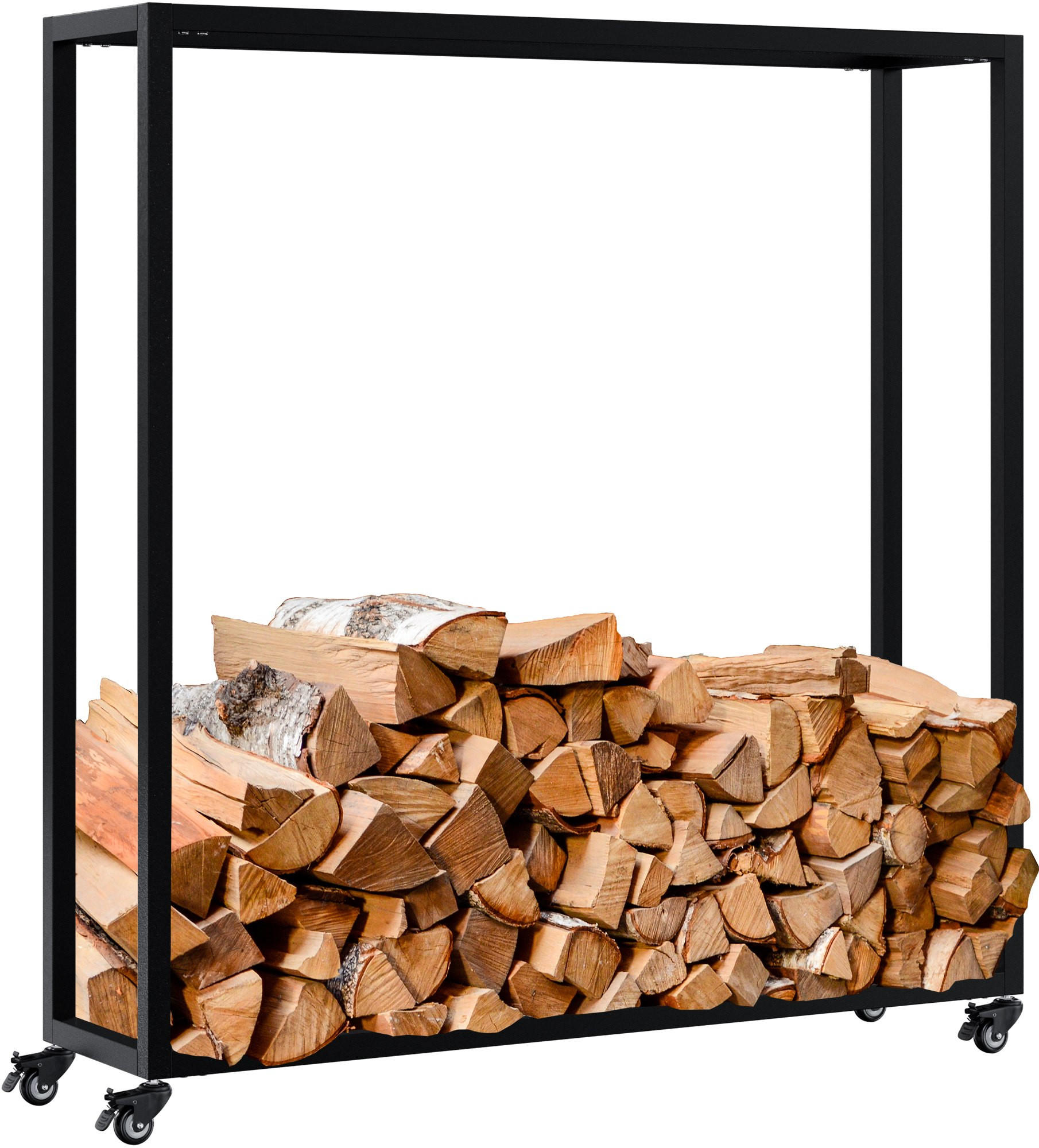 KAMINHOLZREGAL 100/25/100 cm Metall Schwarz - Schwarz, Metall (100/100/25cm) - CLP