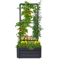 HOCHBEET DE-05382 Mit Rankgitter, Stahl, offener Boden Dunkelgrau - Dunkelgrau, Metall (61/140/61cm) - ComfortXL