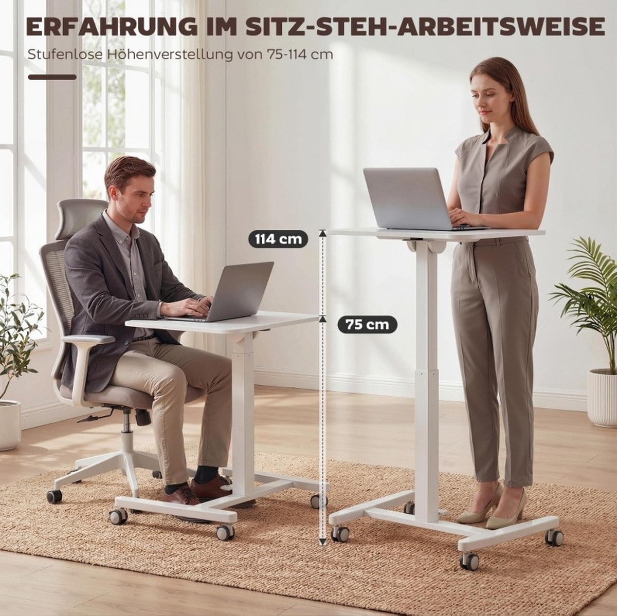 SCHREIBTISCH höhenverstellbar 60,5 x 52 cm Holz Weiß - Weiß, Holz (60.5/52/114cm) - Meubliv