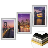 WANDBILDER 3er Set - 40x60 cm Silberner Rahmen - Brücken, Sonne, Stadtblick - Silberfarben, Kunststoff (40/60cm) - ArtPrintCave