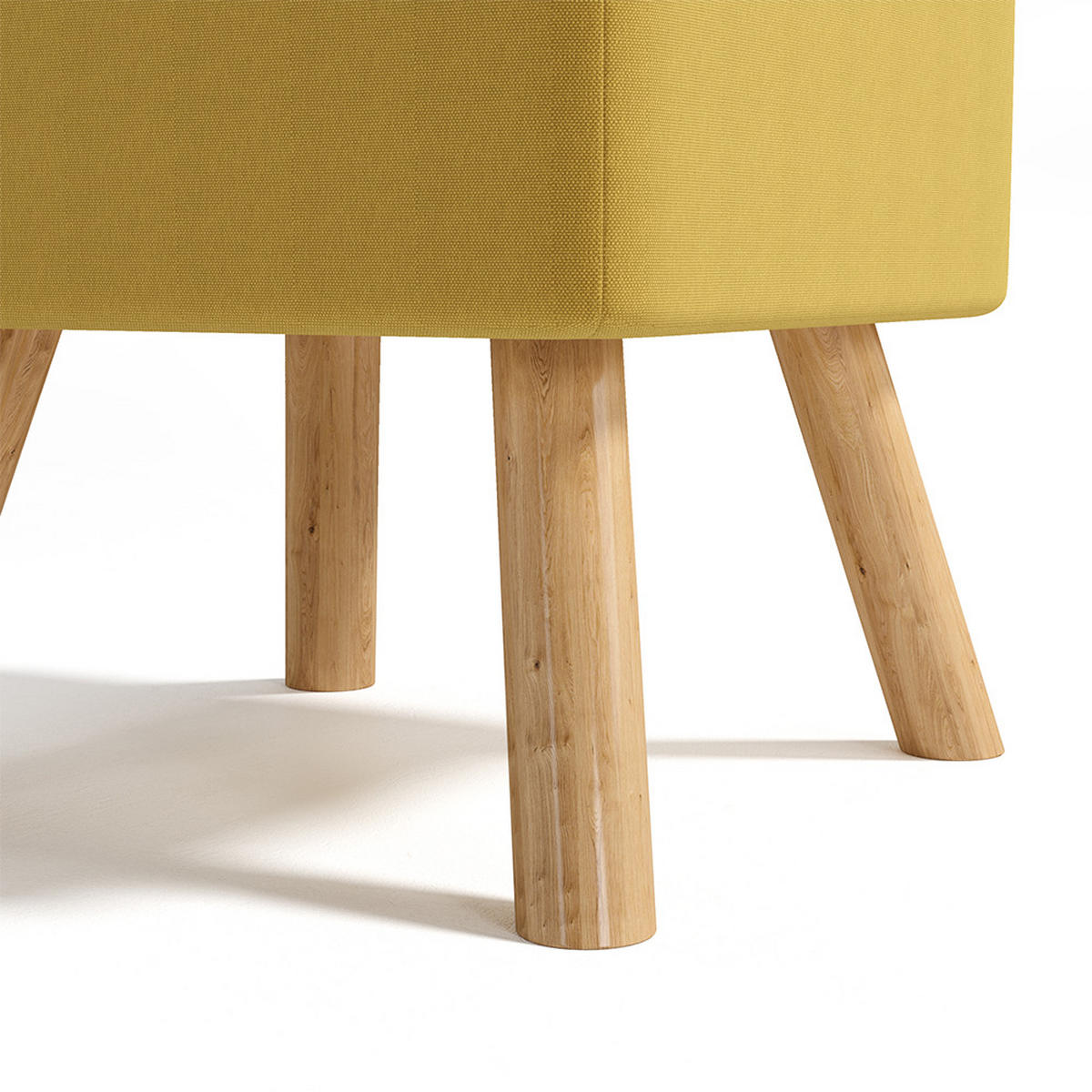 POLSTERHOCKER 39.5/39.5/40 cm Quadratisch Eichenholzbeine Leinen Gelb - Gelb/Naturfarben, Eichenholz/Holz (39.5/40/39.5cm) - Livingandhome