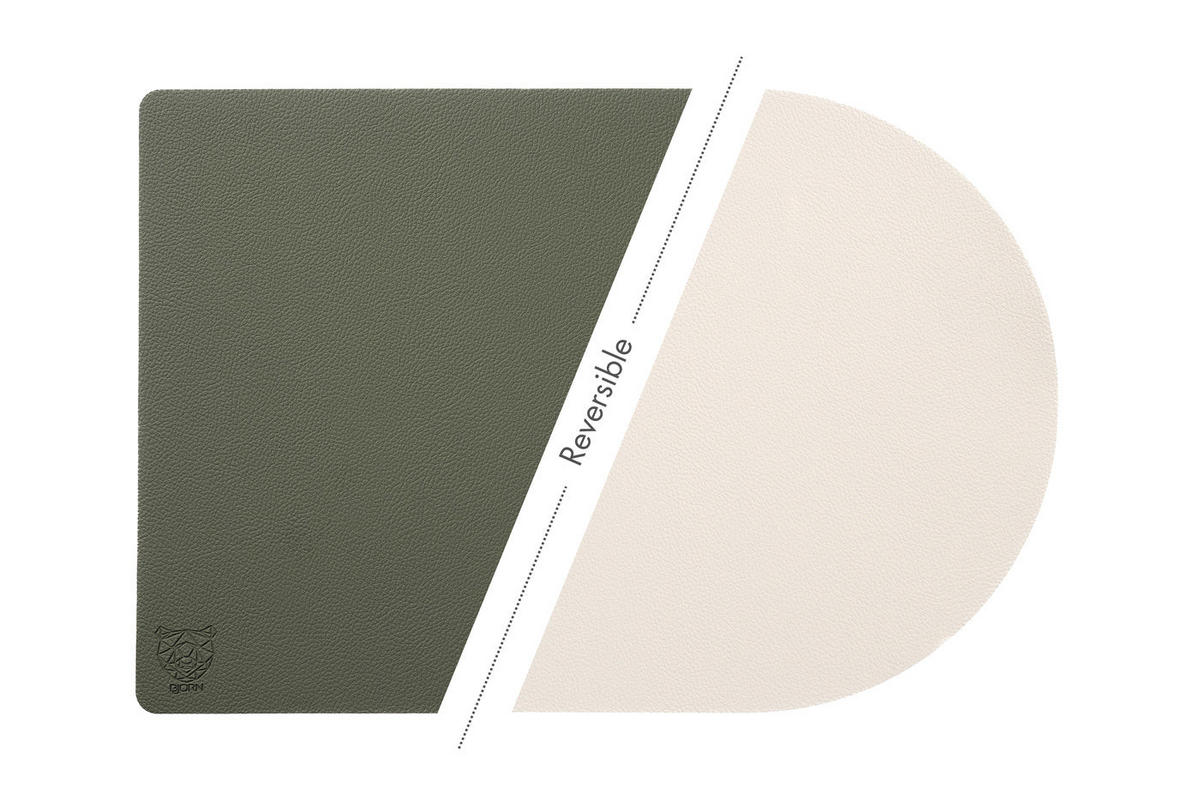 TISCHSET - 6er-Set - Recyceltes Leder in Cremeweiß und Graugrün - Weiß, Textil (30/44.5cm) - Björn