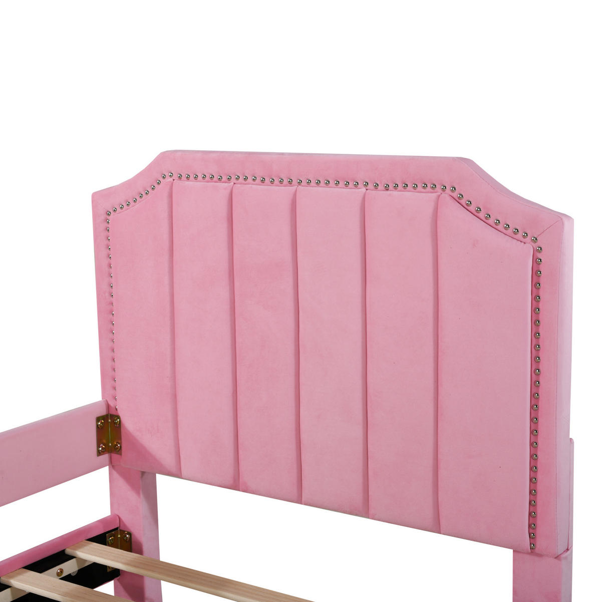 POLSTERBETT 90/200 cm Rosa aus Massivholz mit Rückenlehne - Pink, Holz (90/200cm) - OKMYHOME