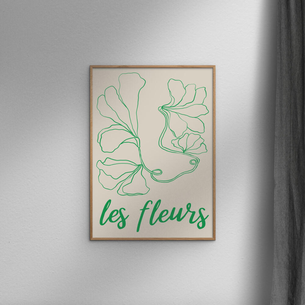 POSTER mit Rahmen Affordable Art Prints - Abstract Fleurs - Eichefarben/Grün, Holz/Papier (30/40cm) - Poster&Frame