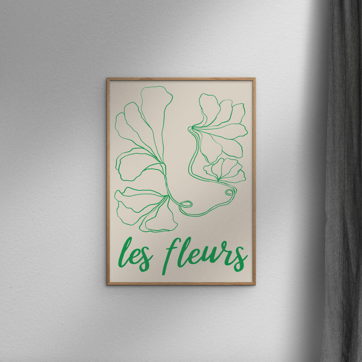 POSTER mit Rahmen Affordable Art Prints - Abstract Fleurs - Eichefarben/Grün, Holz/Papier (30/40cm) - Poster&Frame