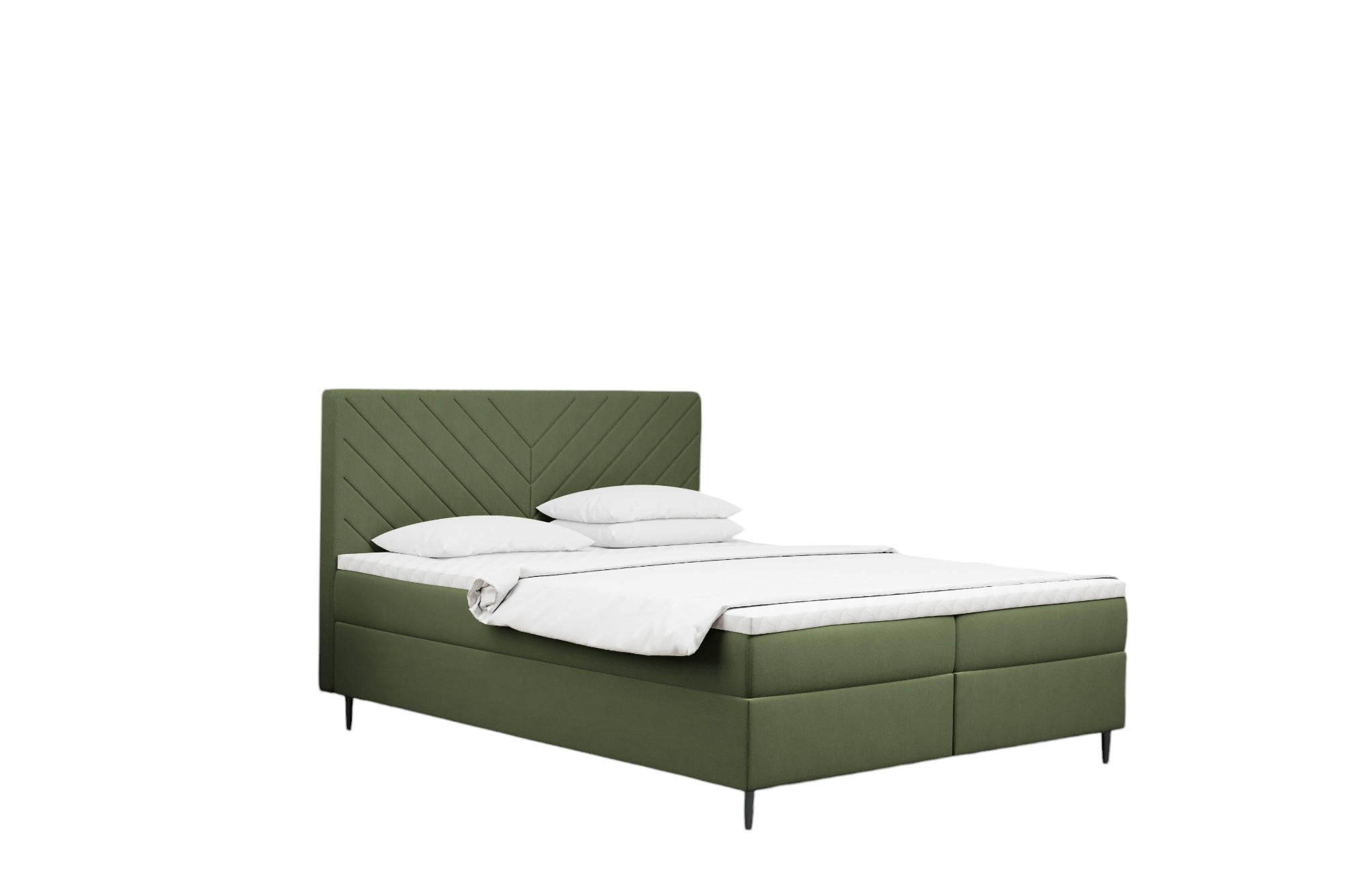 BOXBETT Mit Bettkasten Und Matratze + Topper RUGIA Stoff Velvet Olive 180x200 cm H3-Bonell - Schwarz/Olivgrün, Holz/Textil (180/200cm) - Kaiser Möbel