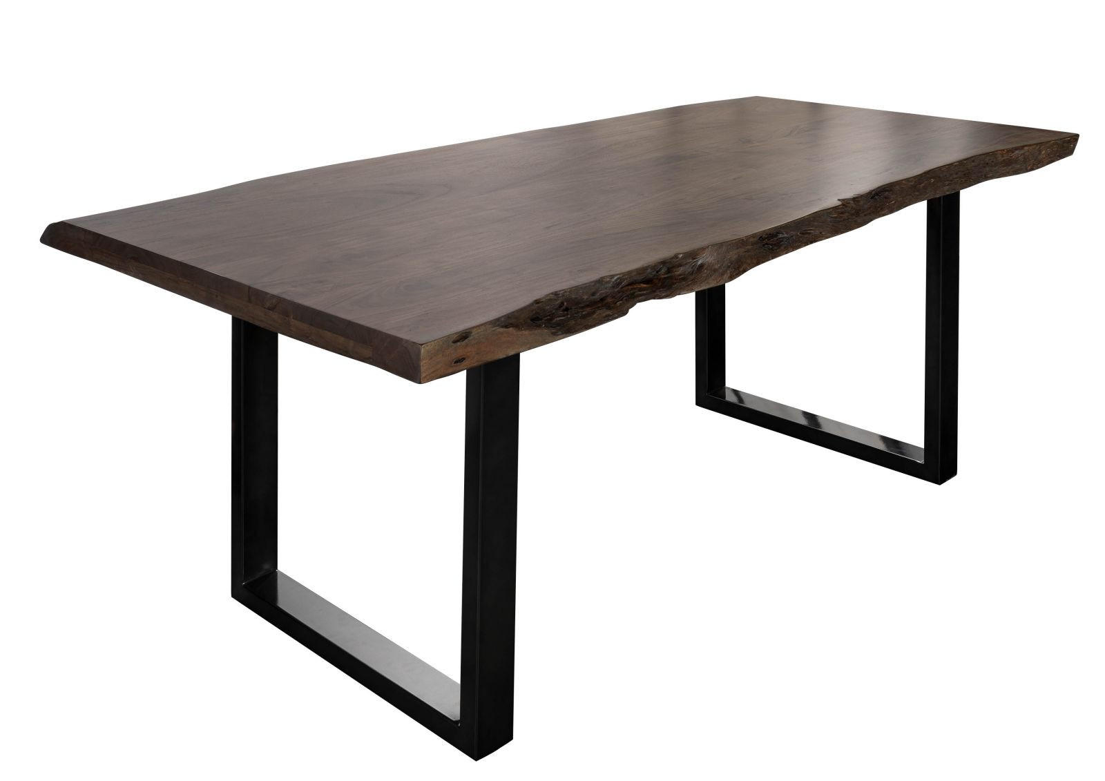 BAUMTISCH Akazie 200x100x77 grau lackiert / U-Beine anthrazit glänzend FREEFORM 5 - Anthrazit/Grau, Holz (200/100/77cm) - Massivmoebel24