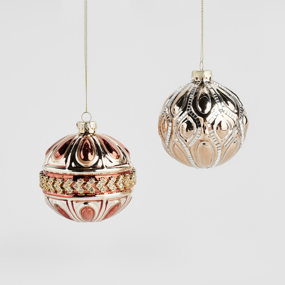 WEIHNACHTSKUGEL Glas FLORETTIS, Ø100 mm, Gold, Christbaumkugeln, Weihnachtsdeko Xmas, Christmas Deko - Goldfarben, Glas (10/10/10cm) - home&you