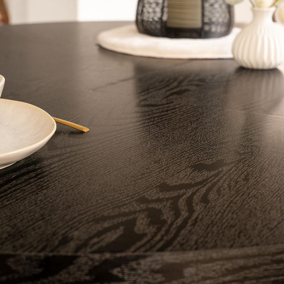 ESSTISCH RUND AVENTURA - Dark Oak, 160 x 120 cm - Schwarz, Holz (160/120/4cm) - Home Deluxe