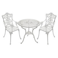BISTROSET Boulder - Jugendstil - Gartenmöbel Set 3-teilig, Sitzgruppe Aluguss antik weiß - Weiß, Metall - TPFGarden