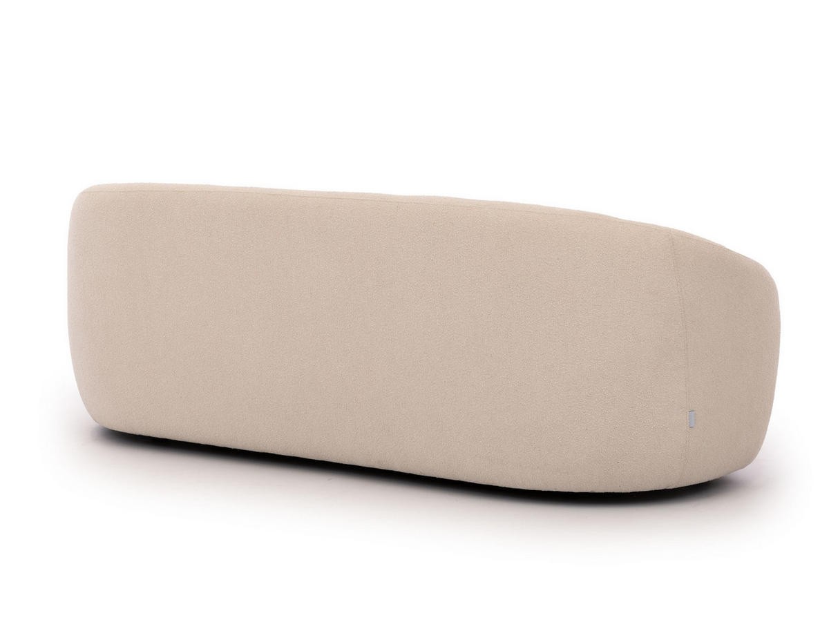 3-SITZER-SOFA Roundi Cremeweiß Bouclé - Creme/Schwarz, Holz/Kunststoff (208/76/80cm) - S-Style Möbel