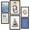 POSTER Set Mit 6 Meer, Ozean, Marine A3 & A4 Schwarzer Rahmen - Schwarz, Papier (29/3cm) - Nacnic