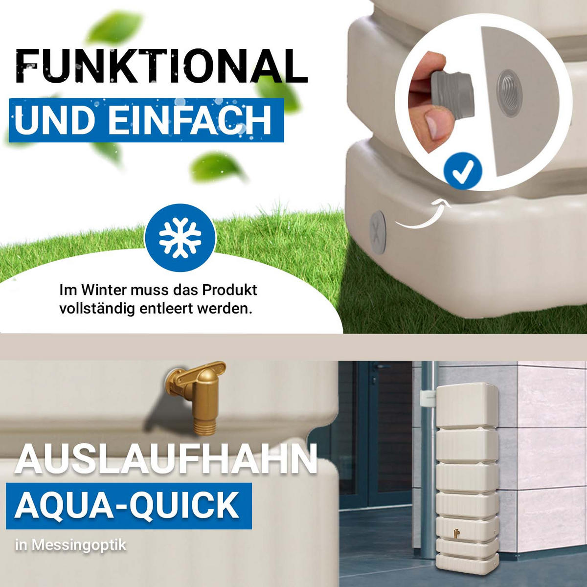 WANDTANK 350 L, sandbeige - Beige, Kunststoff (60/184/39cm) - 4rain