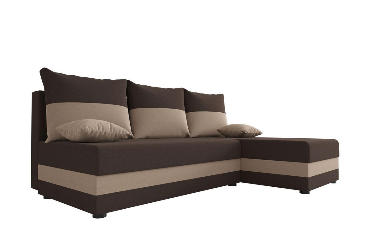 ECKSOFA HEWLET L Rainbow 41+05 Rechts mit Schlaffunktion - Braun, Textil (200/140cm) - Bedante