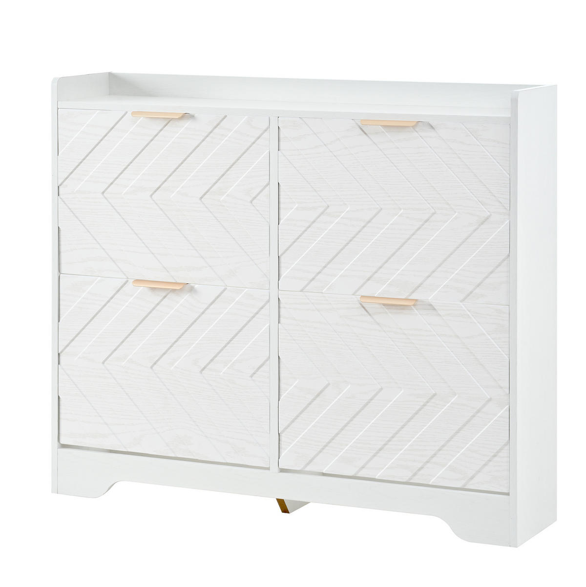 SCHUHSCHRANK 105/24/90 cm in Weiß mit 4 Klappfächern und 3D-Strukturfront - Weiß, Holzwerkstoff (105/90/24cm) - Flora Grace