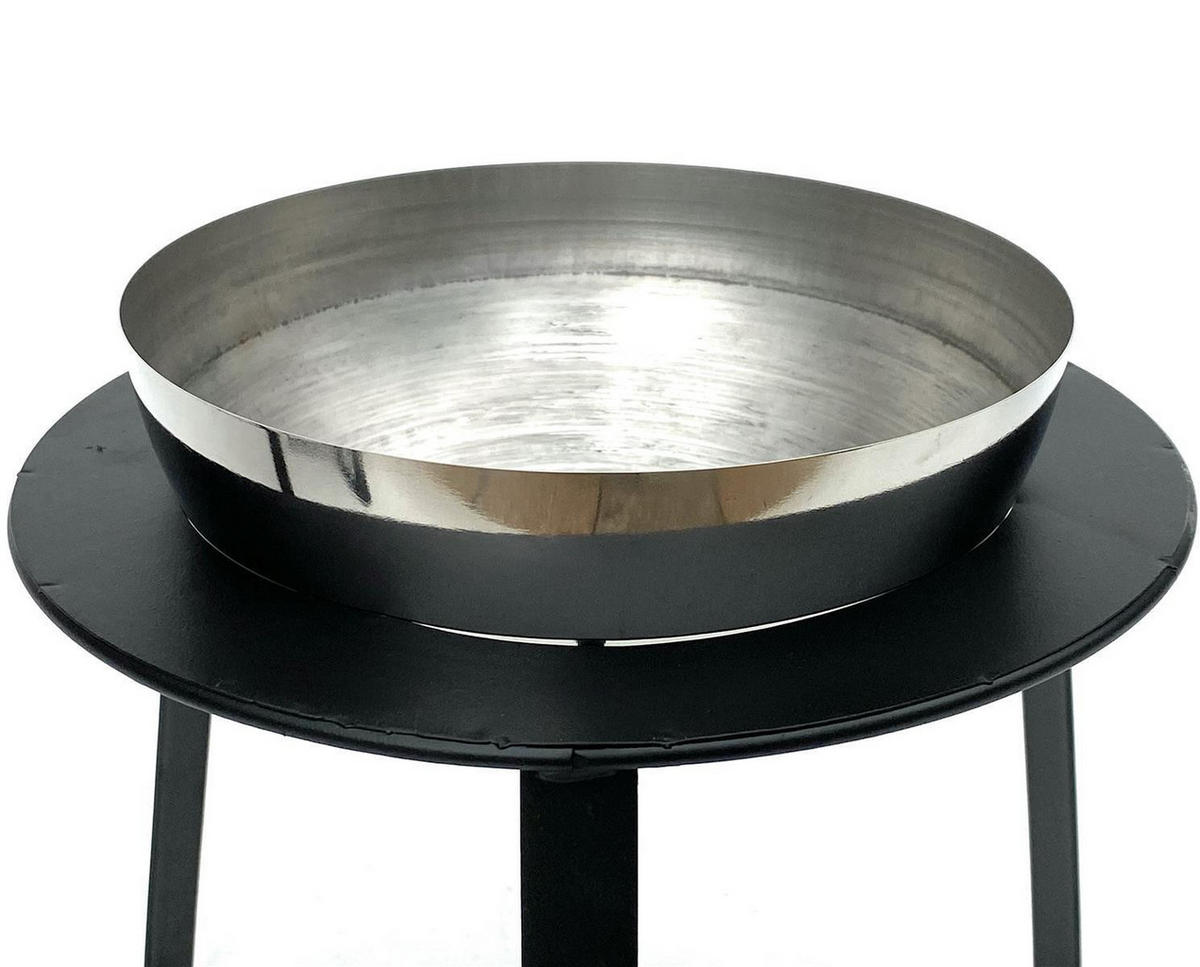 BLUMENHOCKER mit Topf Metall Schwarz/Silber 28/30/26,5 cm - Schwarz, Metall (28/26.5/30cm) - DanDiBo