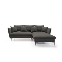ECKSOFA GLOSS mit Schlaffunktion, Ottomane & goldenen Füßen – Samtsofa im GLOSSour-Stil mit Zierkissen, 258x167x91 cm, Rechte, SCHWARZ - Schwarz, Holz/Textil (258/167cm) - DomoHome