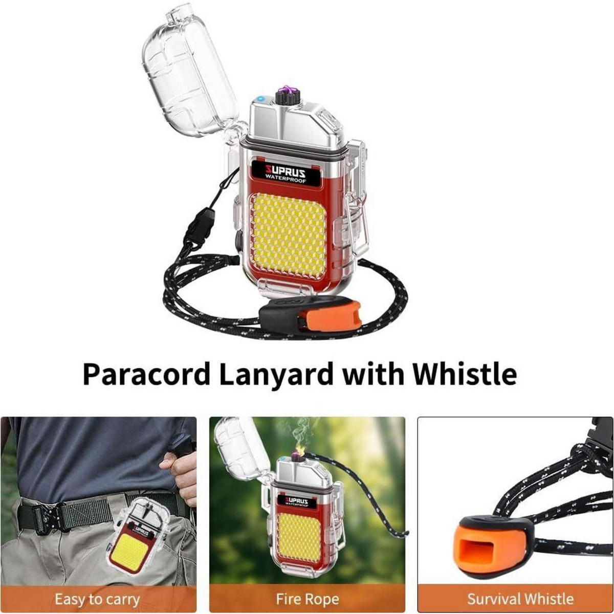 FEUERZEUG mit Taschenlampe und Pfeife Rot - Multicolor, Metall (3/1.5/7cm)